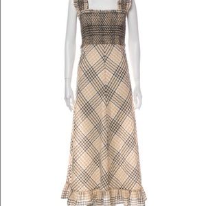 Ganni Seersucker Checked Maxi Dress NWOT